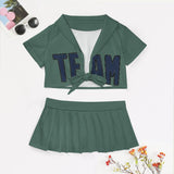 Custom Blue Green Blue Cheerleading Uniform Set
