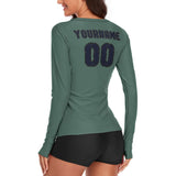 Custom Blue Green Navy Women's Long-Sleeve Shirt