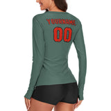 Custom Blue Green Orange Red Women's Long-Sleeve Shirt