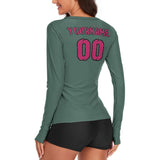 Custom Blue Green Pink Women's Long-Sleeve Shirt