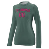 Custom Blue Green Pink Women's Long-Sleeve Shirt