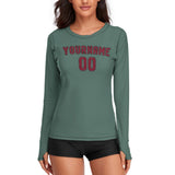 Custom Blue Green Crimson Red Women's Long-Sleeve Shirt