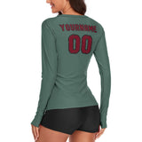 Custom Blue Green Crimson Red Women's Long-Sleeve Shirt