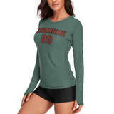 Custom Blue Green Coral Red Women's Long-Sleeve Shirt