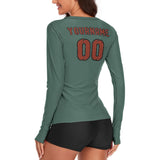 Custom Blue Green Coral Red Women's Long-Sleeve Shirt