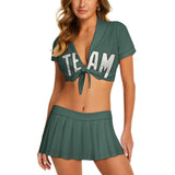 Custom Blue Green White Cheerleading Uniform Set