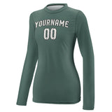 Custom Blue Green White Women's Long-Sleeve Shirt