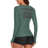 Custom Blue Green Dark Grey Women's Long-Sleeve Shirt