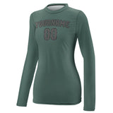Custom Blue Green Dark Grey Women's Long-Sleeve Shirt