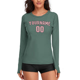 Custom Blue Green Light Pink Women's Long-Sleeve Shirt