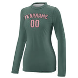 Custom Blue Green Light Pink Women's Long-Sleeve Shirt