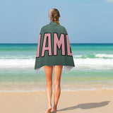 Custom Blue Green Light Pink Beach Towel
