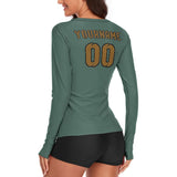 Custom Blue Green Khaki Women's Long-Sleeve Shirt
