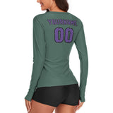 Custom Blue Green Light Purple Women's Long-Sleeve Shirt