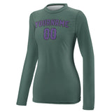 Custom Blue Green Light Purple Women's Long-Sleeve Shirt