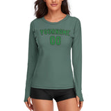 Custom Blue Green Emerald Green Women's Long-Sleeve Shirt