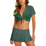 Custom Blue Green Emerald Green Cheerleading Uniform Set