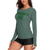 Custom Blue Green Emerald Green Women's Long-Sleeve Shirt