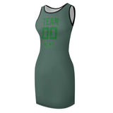 Custom Blue Green Emerald Green Sleeveless Vest Dress