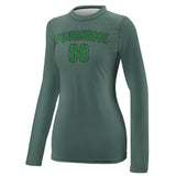Custom Blue Green Emerald Green Women's Long-Sleeve Shirt