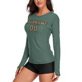 Custom Blue Green Light Khaki Women's Long-Sleeve Shirt