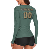 Custom Blue Green Light Khaki Women's Long-Sleeve Shirt
