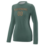Custom Blue Green Light Khaki Women's Long-Sleeve Shirt