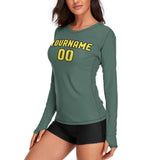 Custom Blue Green Light Yellow Women's Long-Sleeve Shirt