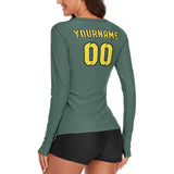 Custom Blue Green Light Yellow Women's Long-Sleeve Shirt