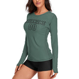 Custom Blue Green Blue Green Women's Long-Sleeve Shirt