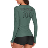 Custom Blue Green Blue Green Women's Long-Sleeve Shirt