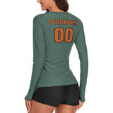 Custom Blue Green Orange Women's Long-Sleeve Shirt
