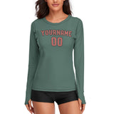 Custom Blue Green Copper Rose Women's Long-Sleeve Shirt