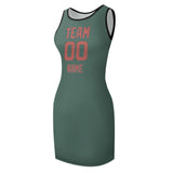 Custom Blue Green Copper Rose Sleeveless Vest Dress