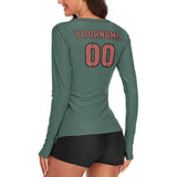 Custom Blue Green Copper Rose Women's Long-Sleeve Shirt