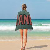 Custom Blue Green Copper Rose Beach Towel