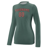 Custom Blue Green Copper Rose Women's Long-Sleeve Shirt