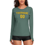 Custom Blue Green Gold Women's Long-Sleeve Shirt