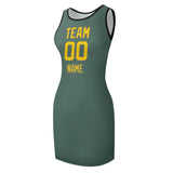 Custom Blue Green Gold Sleeveless Vest Dress