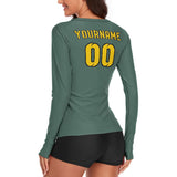 Custom Blue Green Gold Women's Long-Sleeve Shirt