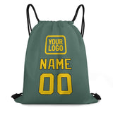 Custom Blue Green Gold Drawstring Bag