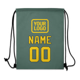 Custom Blue Green Gold Drawstring Bag