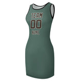 Custom Blue Green Brown Sleeveless Vest Dress