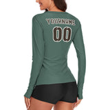 Custom Blue Green Brown Women's Long-Sleeve Shirt