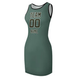 Custom Blue Green Olive Sleeveless Vest Dress