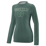 Custom Blue Green Green Women's Long-Sleeve Shirt