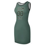 Custom Blue Green Dark Green Sleeveless Vest Dress