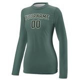 Custom Blue Green Dark Green Women's Long-Sleeve Shirt