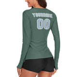 Custom Blue Green Light Blue Women's Long-Sleeve Shirt