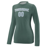 Custom Blue Green Light Blue Women's Long-Sleeve Shirt